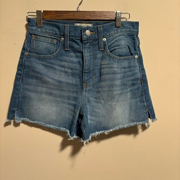 Madewell The Perfect Jean Short in Butler Wash High Waist Raw Hem- Size 25 - Picture 1 of 13